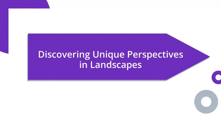 Discovering Unique Perspectives in Landscapes