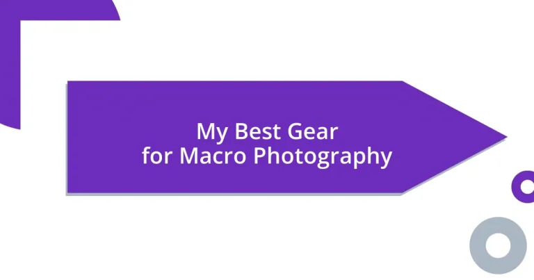 My Best Gear for Macro Photography